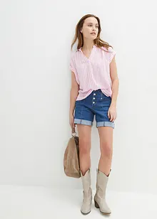 Kortärmad blus i följsam viskos, bonprix