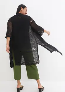Lång hålmönstrad cardigan, bonprix