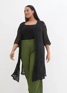 Lång hålmönstrad cardigan, bonprix