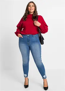 Stickad tröja med ballongärmar, bonprix