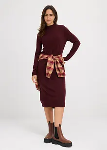 Stickad klänning med ståkrage, bonprix