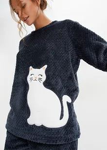 Mysdress av fleece med strukturmönster och applikation, bonprix