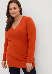 Lång baströja med V-ringning, bonprix