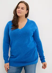 Stickad tröja med V-ringning, oversizemodell, bonprix