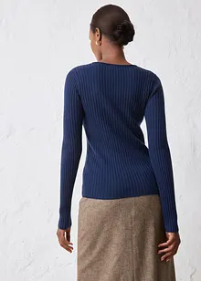 Ribbstickad tröja av merinoull, bonprix