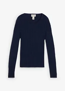 Ribbstickad tröja av merinoull, bonprix