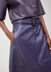 Skinnkjol i lammnappa med skärp (2 delar), bonprix