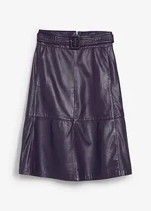 Skinnkjol i lammnappa med skärp (2 delar), bonprix