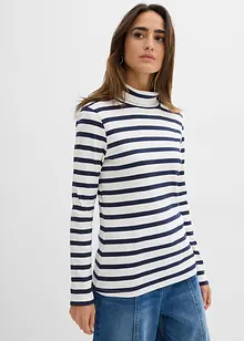 Ribbstickad topp av ren bomull, bonprix