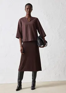 Stickad kjol av mjuk yllemix, bonprix