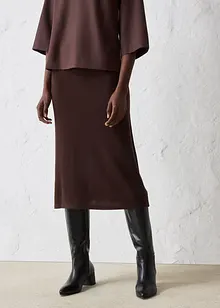 Stickad kjol av mjuk yllemix, bonprix