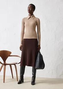 Ribbad tröja i merinoull, bonprix