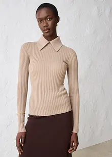 Ribbad tröja i merinoull, bonprix