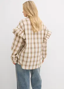 Skjortblus med volanger, bonprix