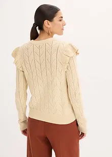 Hålmönstrad cardigan i bomullsblandning, bonprix