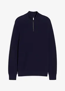 Tröja med krage och dragkedja i ren bomull, bonprix