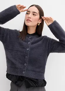 Cardigan i viskosmix av lurvigt garn, bonprix