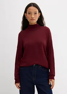 Finstickad polotröja i viskosmix, bonprix