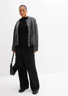 Ribbstickad topp i viskosmix, bonprix