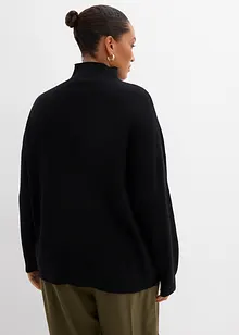 Tröja i materialmix med liten dragkedja, bonprix