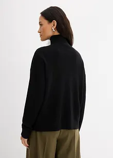 Tröja i materialmix med liten dragkedja, bonprix