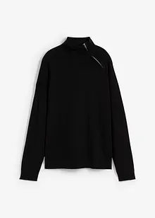 Tröja i materialmix med liten dragkedja, bonprix