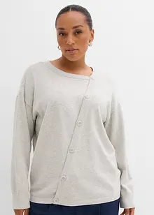 Finstickad tröja med asymmetrisk knappslå, bonprix