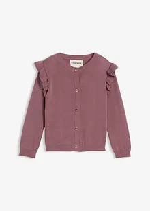Finstickad cardigan med volangärmar för barn, bonprix