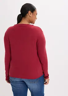 Ribbstickad topp med figurnära passform, bonprix