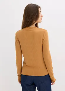Ribbstickad topp med figurnära passform, bonprix