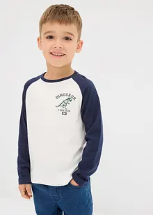 Långärmad T-shirt med raglanärmar i ekologisk bomull för barn, bonprix