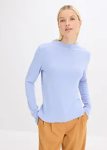 Ribbstickad topp med figurnära passform, bonprix