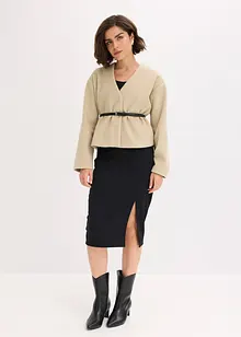 Oversizekavaj med yllelook och skärp, bonprix