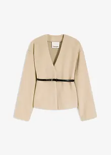 Oversizekavaj med yllelook och skärp, bonprix