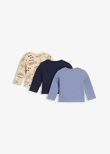 Lång topp i ren ekologisk bomull för bebisar (3-pack), bonprix