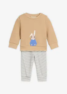 Långärmad T-shirt och trikåbyxa för bebisar (2 delar), ekologisk bomull, bonprix