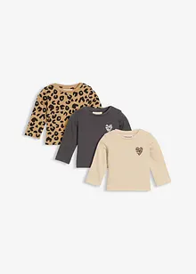 Lång topp i ren ekologisk bomull för bebisar (3-pack), bonprix