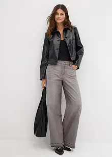 Wide Leg Jeans Mid Waist, med bekväm midja, bonprix