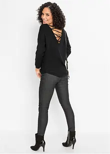 Finstickad tröja i viskosmix, bonprix