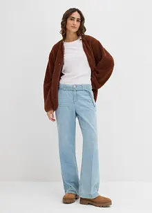 Wide Leg Jeans medelhög midja och skärp, bonprix