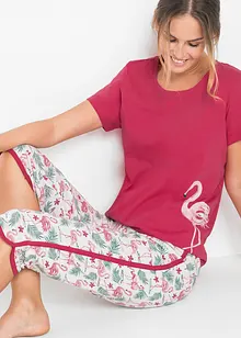 Pyjamas av ren bomull med capribyxor, bonprix