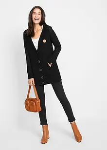 Lång cardigan med huva, bonprix