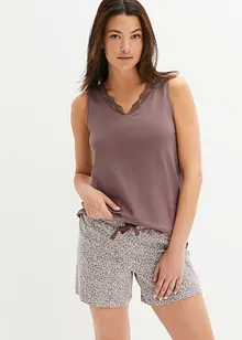 Kort pyjamas med tunn spets, bonprix