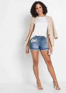 Jeansshorts Mid Waist med dekorativa detaljer, bonprix