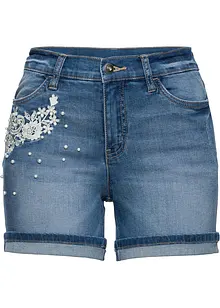 Jeansshorts Mid Waist med dekorativa detaljer, bonprix