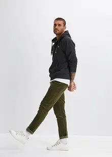 Sweatshirt med huva och mjukt ruggad insida samt detaljer i skinnimitation, bonprix