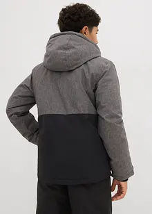 Vadderad vinterjacka med huva och blockfärger, bonprix