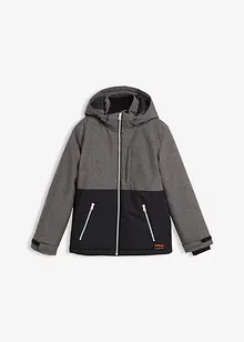 Vadderad vinterjacka med huva och blockfärger, bonprix