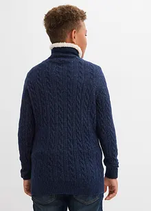 Stickad tröja med hög krage och kort dragkedja, bonprix