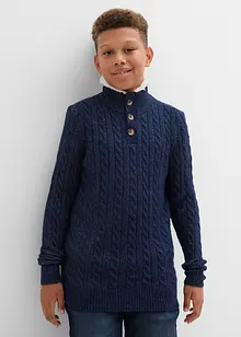 Stickad tröja med hög krage och kort dragkedja, bonprix